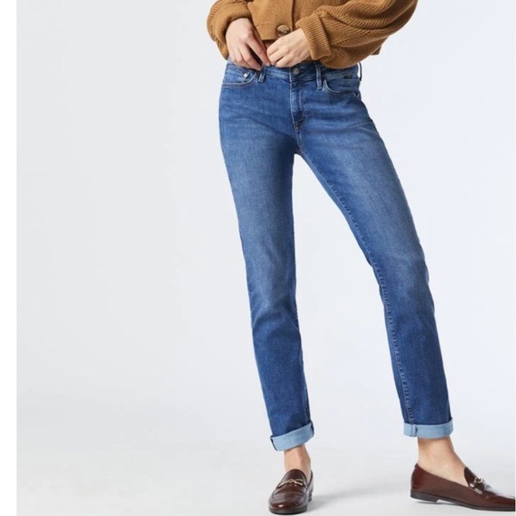 Mavi Jeans Light Wash Bleached Distressed Emma Slim Boyfriend Jeans, Size 27 - Picture 8 of 14